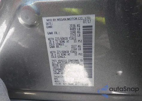 2017 Nissan Rogue Sl from USA, damaged, VIN 5N1AT2MT1HC866601